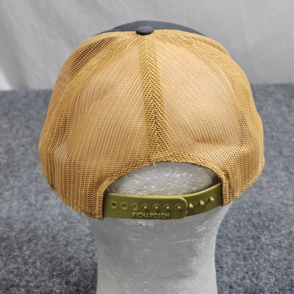 Richardson Blank Trucker Hat Mens Gray Gold Cap Flatbill Snapback Skater Utility
